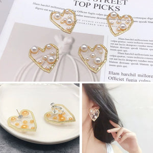 Pearl Love Earrings DIY Girl Patch Material