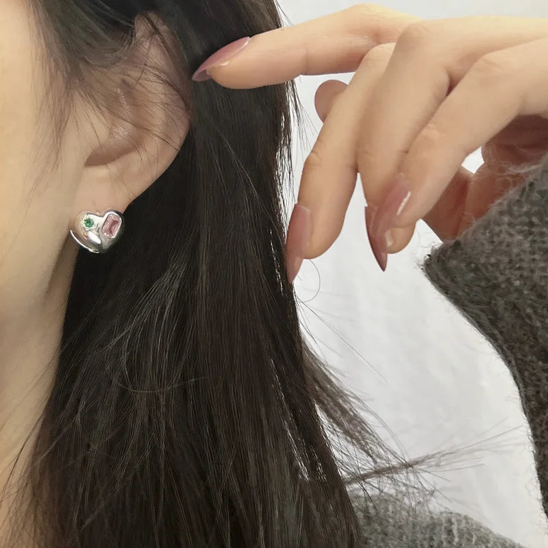 S925 Sterling Silver Colorful Zircon Earrings