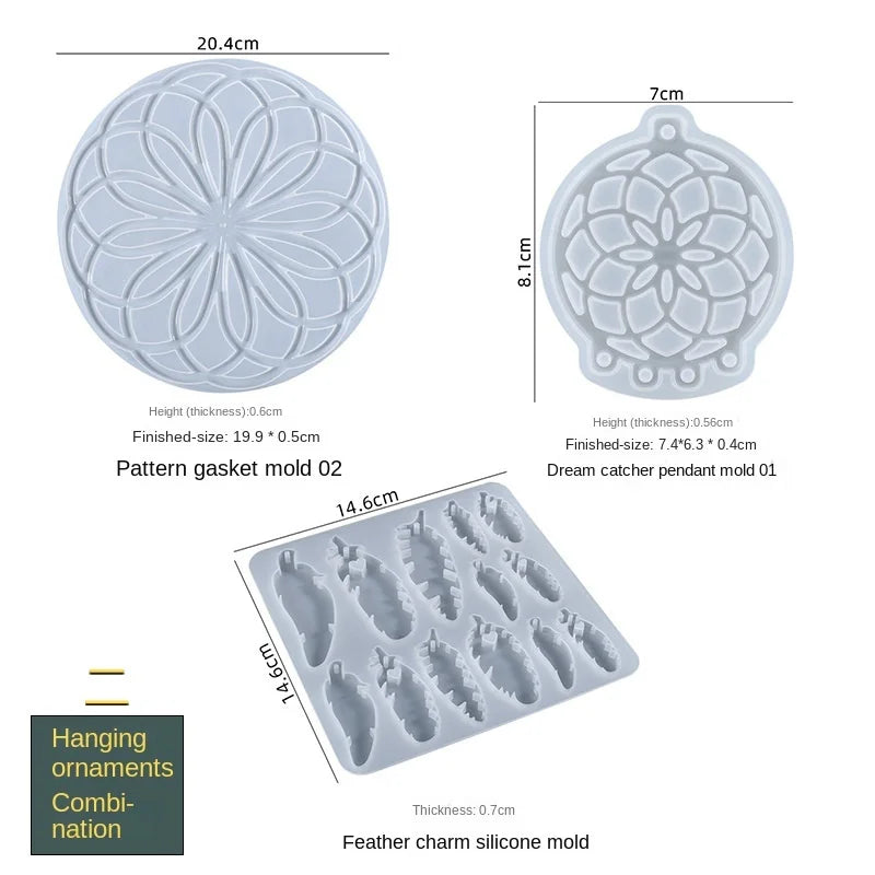 Feather Hollow Silicone Mold for Epoxy Resin - Wind Chime Pendant Car Jewelry