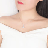 Sterling Silver Zircon Pearl Pendant for Women's Geometric Present