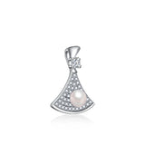 Sterling Silver Zircon Pearl Pendant for Women's Geometric Present