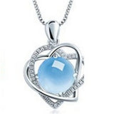 Heart Crystal Pendant Necklace Pink Gemstone Silver Chain Choker