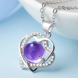 Heart Crystal Pendant Necklace Pink Gemstone Silver Chain Choker