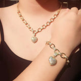Love Heart Zircon Diamond Necklace & Bracelet Set