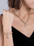 Love Heart Zircon Diamond Necklace & Bracelet Set