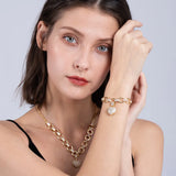Love Heart Zircon Diamond Necklace & Bracelet Set