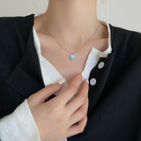 925 Silver Love Necklace with Moonstone Bead Chain Heart Pendant