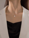 Love Necklace S925 Sterling Silver Ins Peach Heart Clavicle Chain