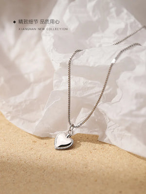 Love Necklace S925 Sterling Silver Ins Peach Heart Clavicle Chain
