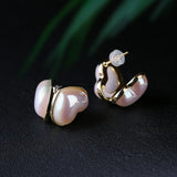 Pearl Earrings: High-Quality Diamond Peach Heart Shape