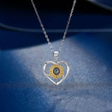 Sunflower Photo Projection Necklace Key Chain Jewelry