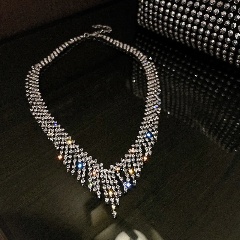 LoveLink Crystal Wedding Necklace Long Tassel Chain