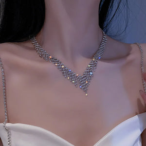 LoveLink Crystal Wedding Necklace Long Tassel Chain