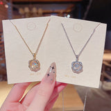 LoveLink Hollow Metal Crystal Flower Necklaces For Women