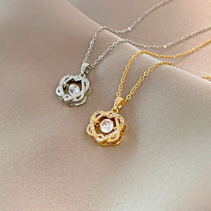 LoveLink Hollow Metal Crystal Flower Necklaces For Women