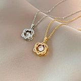 LoveLink Hollow Metal Crystal Flower Necklaces For Women