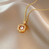 LoveLink Hollow Metal Crystal Flower Necklaces For Women