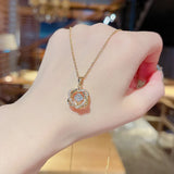 LoveLink Hollow Metal Crystal Flower Necklaces For Women