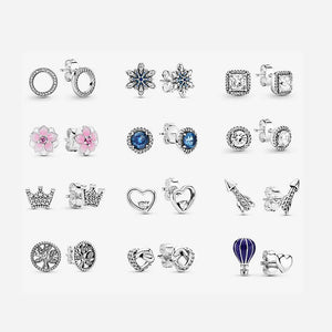 925 Sterling Silver Snowflake Heart Stud Earrings