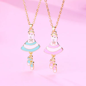 Lovecryst Ballet Skirt Shoe Pendant Necklace for Kids Girls