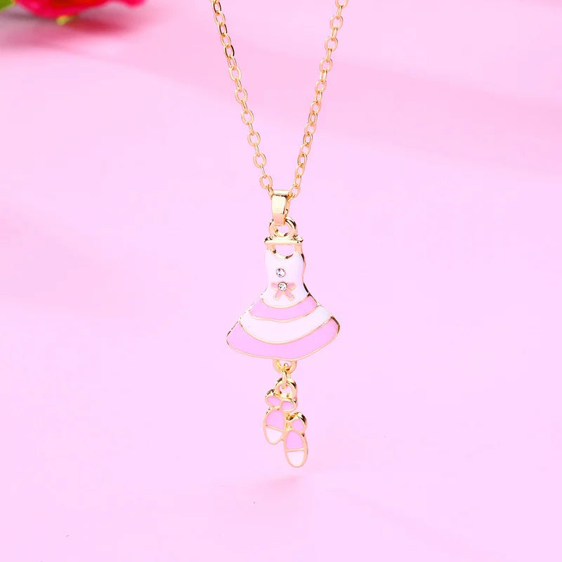 Lovecryst Ballet Skirt Shoe Pendant Necklace for Kids Girls
