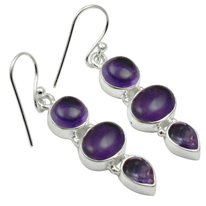 Lovegem Amethyst EARRINGS 925 Sterling Silver, 38mm