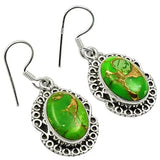 Copper Turquoise EARRINGS 925 Sterling Silver 35mm AE1979