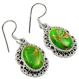 Copper Turquoise EARRINGS 925 Sterling Silver 35mm AE1979