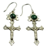 Lovegem Cross-Malachite EARRINGS 925 Sterling Silver 52.1mm