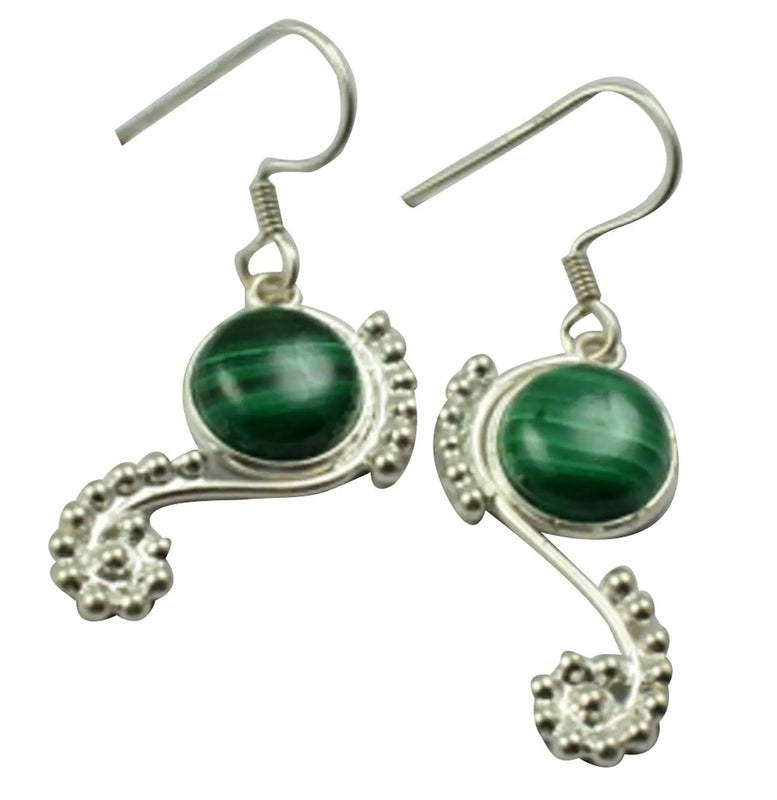 Malachite EARRINGS 925 Sterling Silver 39.6mm AE2147
