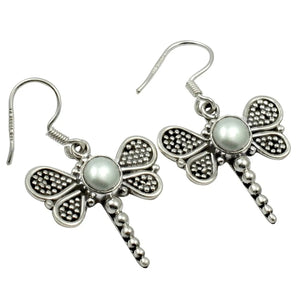 Lovegem Pearl Butterfly EARRINGS 925 Sterling Silver 36 mm AE1928