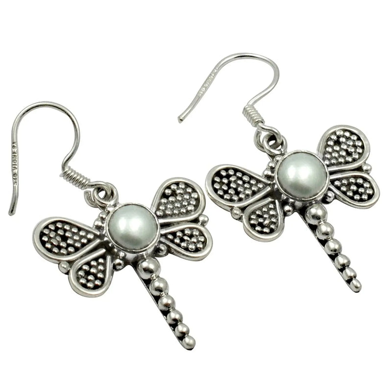 Lovegem Pearl Butterfly EARRINGS 925 Sterling Silver 36 mm AE1928