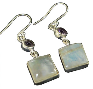 Lovegem Rainbow Moonstone EARRINGS 925 Sterling Silver, 39 mm