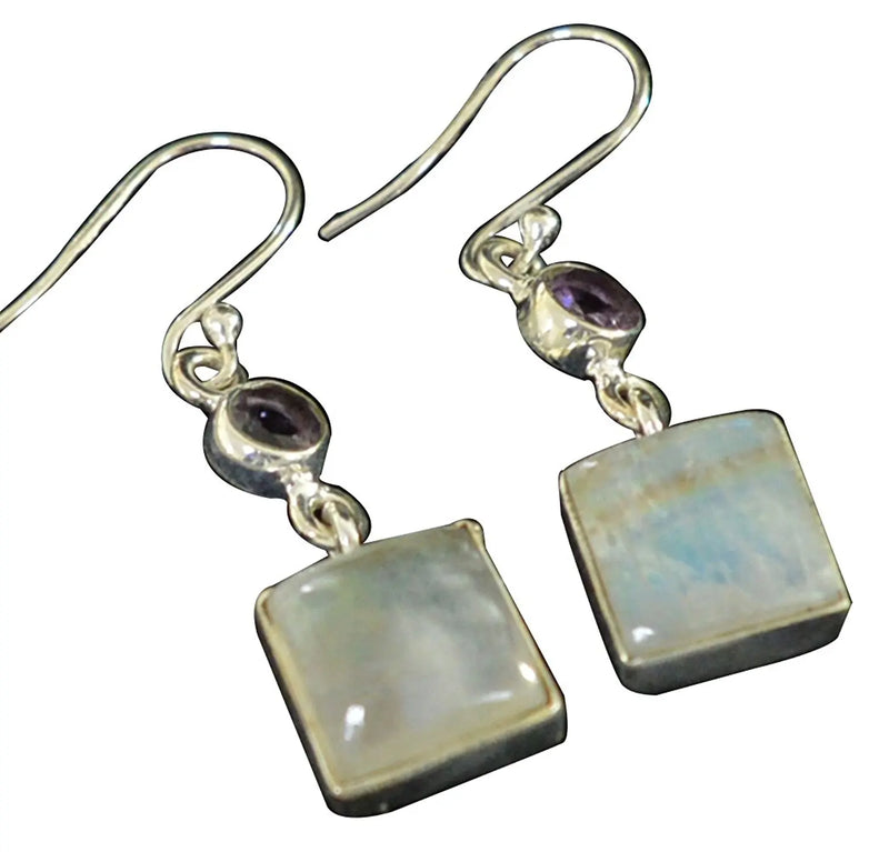 Lovegem Rainbow Moonstone EARRINGS 925 Sterling Silver, 39 mm