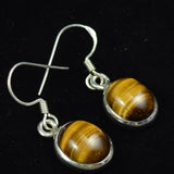 Lovegem Tiger Eye Earrings 925 Sterling Silver 30.3mm