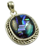 Lovegem Dichroic Glass Pendant 925 Sterling Silver 41.4mm
