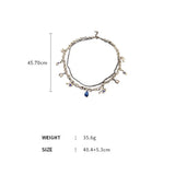 Lovelink Silver Double Layer Women Necklace Adjustable Dark Crystal Chain
