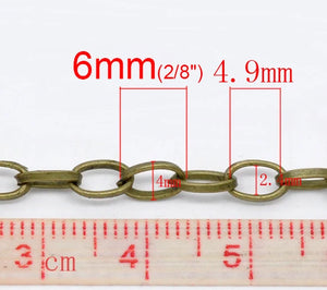 10M Bronze Link-Opened Cable Chains 6.5x4mm