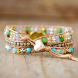 3 Strand Opal Heart Wrap Bracelets Vegan Jewelry