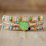 3 Strand Opal Heart Wrap Bracelets Vegan Jewelry