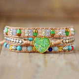 3 Strand Opal Heart Wrap Bracelets Vegan Jewelry