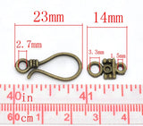 50 Sets Bronze Hook Toggle Clasps 23x10mm 14x8mm