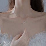 925 Silver Flower Necklace Zircon Sun Flower Pendant Jewelry Gift