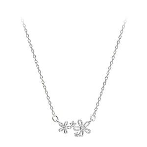 925 Silver Flower Necklace Zircon Sun Flower Pendant Jewelry Gift