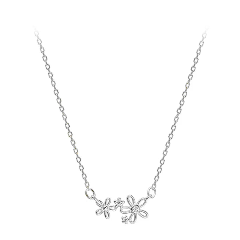 925 Silver Flower Necklace Zircon Sun Flower Pendant Jewelry Gift
