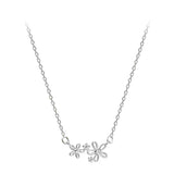 925 Silver Flower Necklace Zircon Sun Flower Pendant Jewelry Gift