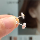 925 Sterling Silver Daisy Flower Beads Stud Earrings for Women Girls