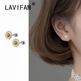 925 Sterling Silver Daisy Flower Beads Stud Earrings for Women Girls