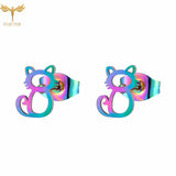 Animal Earrings Set Cat Stud Earrings Stainless Steel Hollow Jewelry
