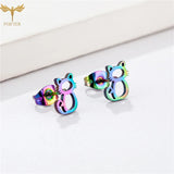 Animal Earrings Set Cat Stud Earrings Stainless Steel Hollow Jewelry